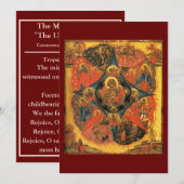 Remerciements Carte de prière de l'icône du Buisson ardent de la (Devant / Derrière)