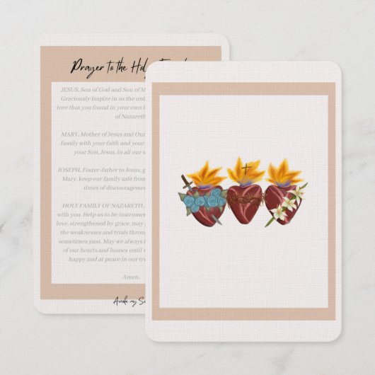 Remerciements Carte de prière du Saint-Coeur (Devant / Derrière)