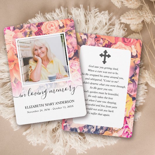 Remerciements Carte de prière funéraire de couleur d'eau vive