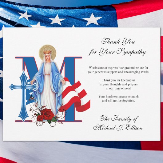 Remerciements Carte de prière funéraire militaire religieuse