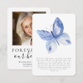 Remerciements Carte de prière funéraire photo papillon (Devant / Derrière)