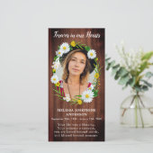 Remerciements Carte de prière funéraire Rustique Floral (Debout devant)