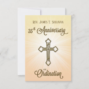 Remerciements Carte de prière Nom 35e Croix anniversaire de l'or