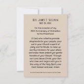 Remerciements Carte de prière Nom 45e anniversaire d'ordination  (Dos)