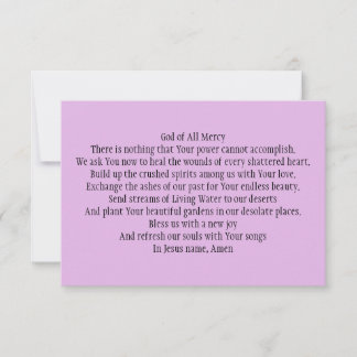 Remerciements Carte de prière pour la guérison des coeurs brisés