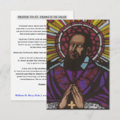Remerciements Carte de prière St. Francis de Sales (Devant / Derrière)