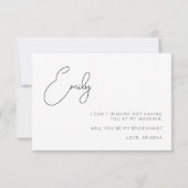 Remerciements Carte de proposition Chic Calligraphy Bridesmaid (Dos)
