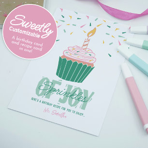 Remerciements Carte de recette d'anniversaire moderne et brillan