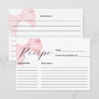 Remerciements Carte de recette de Fête des mariées Bow rose