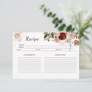 Remerciements Carte de recette de Fête des mariées florale Boho