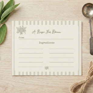 Remerciements Carte de recette de mariage vert sauge Fraîche du