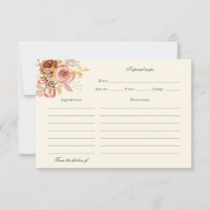 Remerciements carte de recettes roses au champagne aquarelle