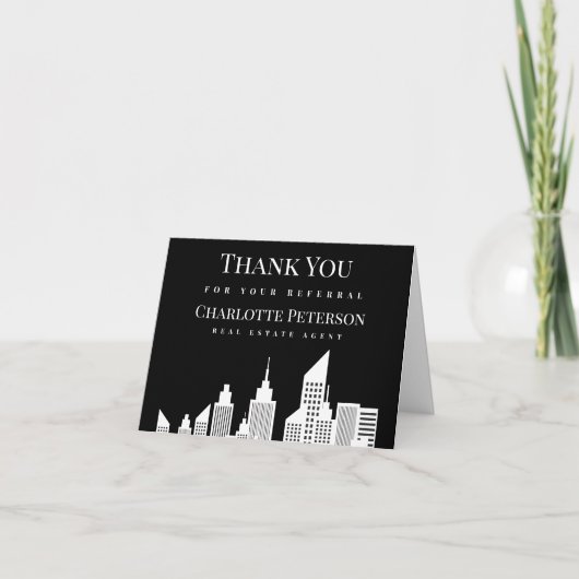 Remerciements Carte de recommandation d'agent immobilier Black & (Devant)