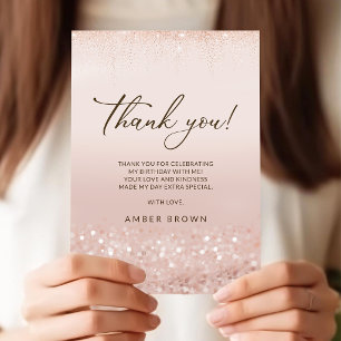Remerciements Carte de remerciement 70e anniversaire Rose Gold G