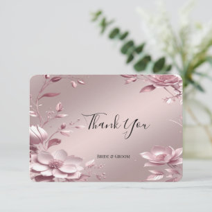 Remerciements Carte de remerciement à cadre floral rose délicat