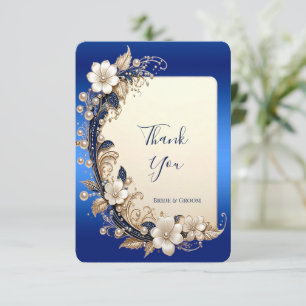 Remerciements Carte de remerciement à embellissement floral bleu