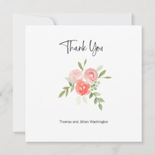 Remerciements Carte de remerciement à l'aquarelle Fleur Coral Bl