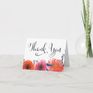 Remerciements Carte de remerciement à motif floral aquarelle Nav