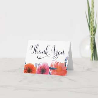 Remerciements Carte de remerciement à motif floral aquarelle Nav