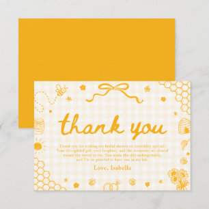 Remerciements Carte de remerciement abeille miel gingham jaune