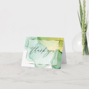 Remerciements Carte de remerciement Abstrait Encre Alcool Verts 