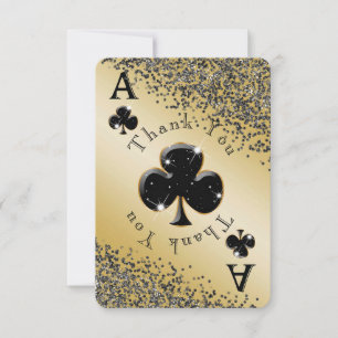 Remerciements Carte de remerciement Ace de Trèfle Glam Gold Casi