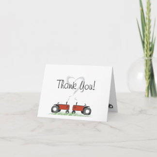 Remerciements Carte de remerciement Amour Tracteur Rouge