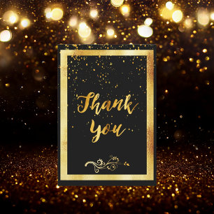 Remerciements Carte de remerciement anniversaire noir confettis
