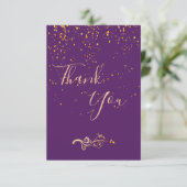 Remerciements Carte de remerciement anniversaire violet confetti (Debout devant)