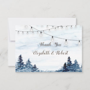 Remerciements Carte de remerciement aquarelle avec guirlande lum