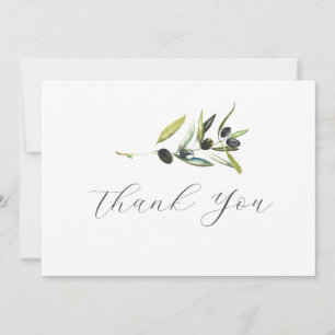 Remerciements Carte de remerciement Aquarelle Branche d'olivier