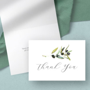 Remerciements Carte de remerciement Aquarelle Branche d'olivier