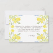 Remerciements Carte de remerciement aquarelle citrons (Dos)