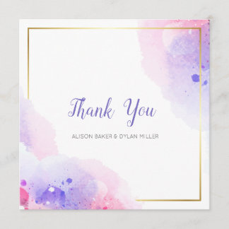 Remerciements Carte de remerciement aquarelle colorée