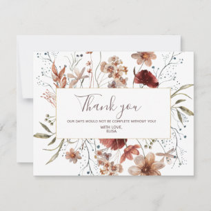 Remerciements Carte de remerciement aquarelle Fleurs sauvages d'