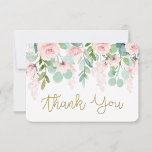 Remerciements Carte de remerciement aquarelle florale rose blush
