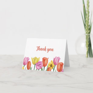 Remerciements Carte de remerciement au tulipe à l'aquarelle