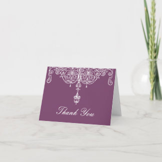 Remerciements Carte de remerciement aubergine et motif de défile