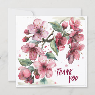 Remerciements Carte de remerciement aux belles fleurs roses.
