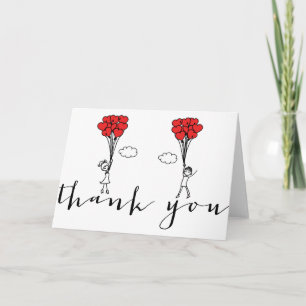 Remerciements Carte de remerciement avec ballons en forme de cœu