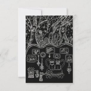 Remerciements Carte de remerciement avec chats complexes dessiné