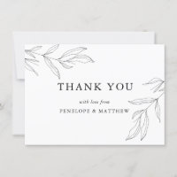 Carte de remerciement avec feuillage en dessin au