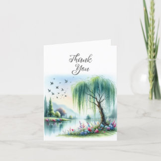 Remerciements Carte de remerciement avec paysage à l'aquarelle