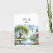 Carte de remerciement avec paysage à l'aquarelle