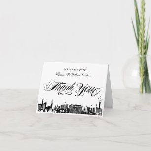Remerciements Carte de remerciement avec vue sur la skyline chic