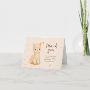 Remerciements Carte de remerciement Baby Alpaca pour Baby Shower