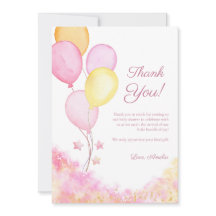 Carte de remerciement Baby Shower Ballon Pastel Ro
