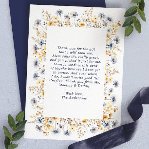 Remerciements Carte de remerciement Baby Shower Cadre Fleur Sauv