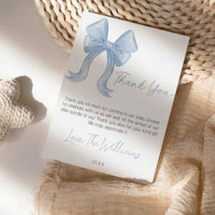Remerciements Carte de remerciement Baby Shower Ruban Bleu