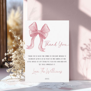 Remerciements Carte de remerciement Baby Shower Ruban Rose